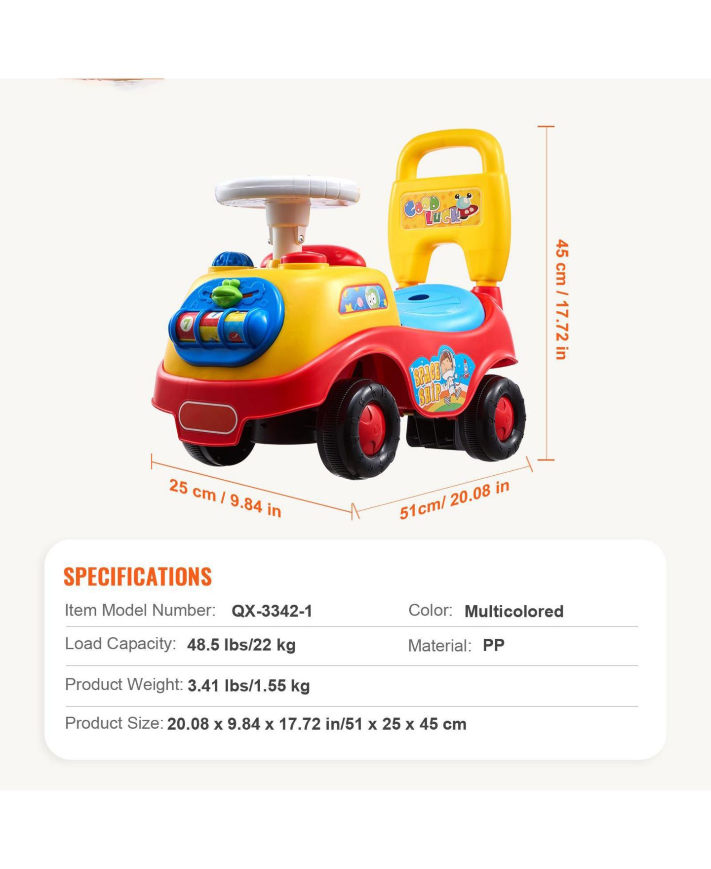Детская игрушка Mecale Ride On Push Car Sit-to-Stand with Musical Steering Wheel & Under-Seat Storage, Ages 1-3, цвет: Жёлтый — фото 4