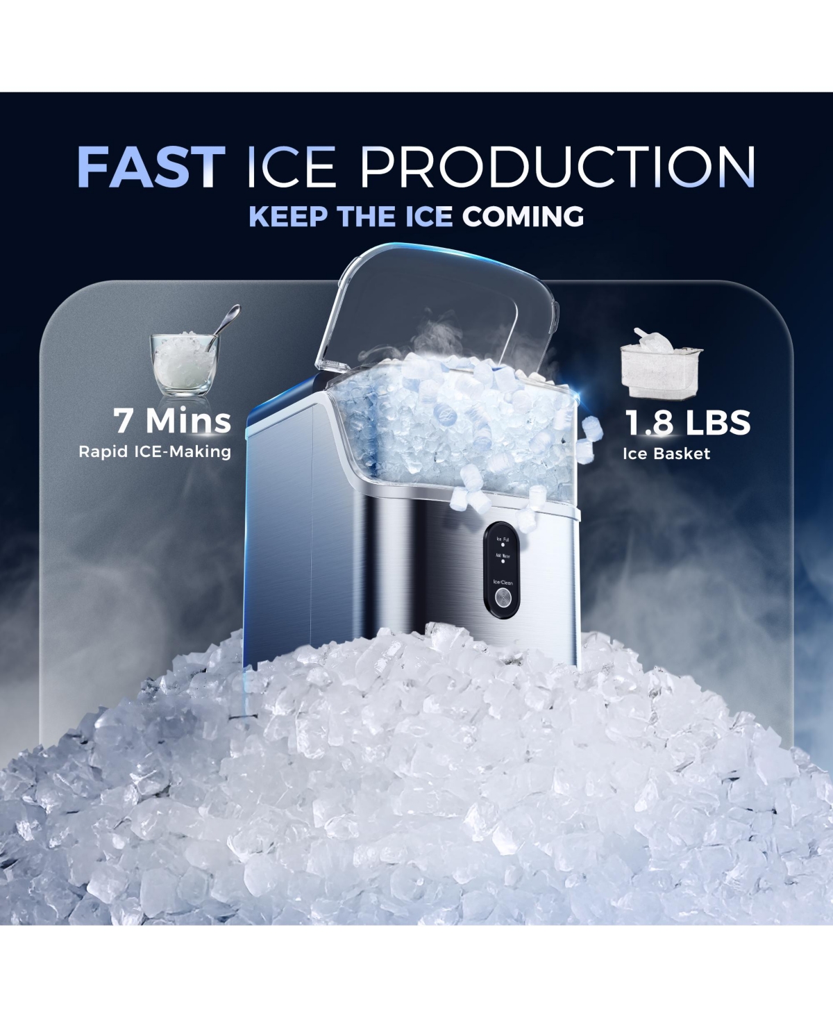 Euhomy 35-lb Ice Per day Nugget/Pebble Ice Maker ( Silver )