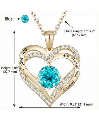 Timeless 14K Gold Plated Heart CZ ''I Love You'' Pendant