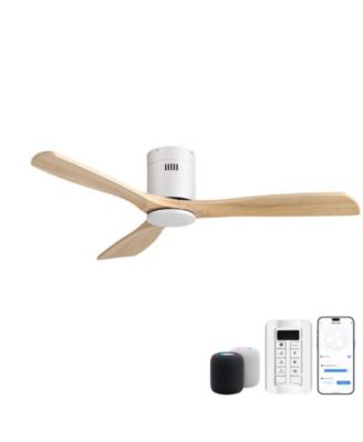 52-inch Modern White 3-Blade Ceiling Fan with Remote Control and Supporting Mobile Device Connection
