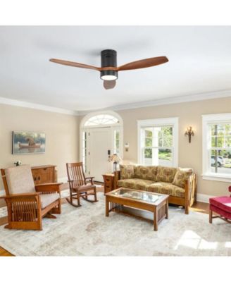 52-inch Classic Black 3-Blade Flush Mount Ceiling Fan with Light and Remote Control