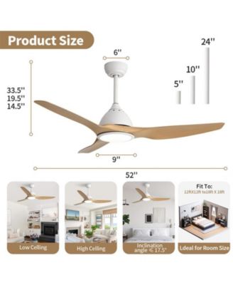 52-inch Modern White 3-Blade Ceiling Fan with LED Light and Remote Control