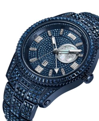 Women's Reserve Jet Crystal Diamond (0.115 ct. t.w.) Swiss Multifunction Navy Stainless Steel Watch, 46mm