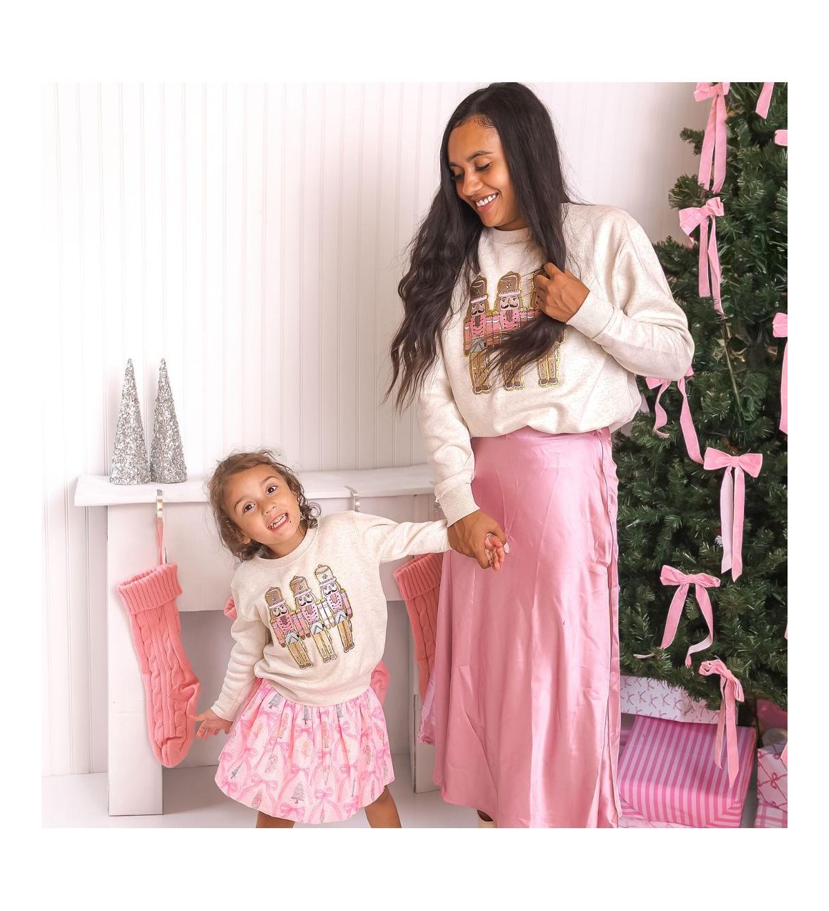 Sweet Wink Big Girls Pastel Nutcracker Patch Christmas Sweatshirt