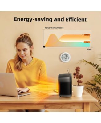 1200W Portable Space Heater, 2 Heat Settings (600W/1200W) with 3 Modes (Fan/Low/High), Adjustable Thermostat for Office Desk & Personal Use