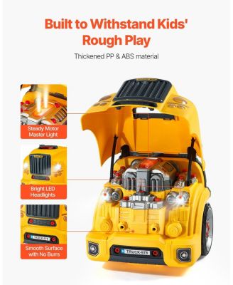 Engine Toy, 60 PCS Car Repair Set with Lights & Sounds, Steering Wheel, Horn, Removable Parts, Mechanic Workshop Toy for Kids 3