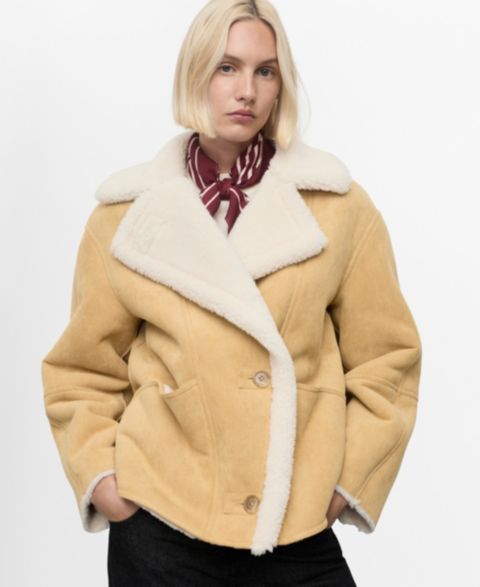 Женские куртки MANGO Women's Shearling Collar Faux-Suede Jacket