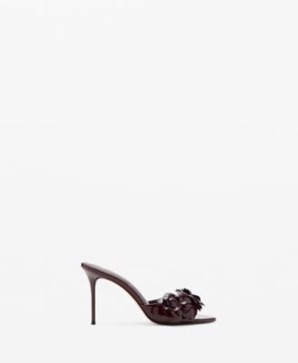 Women's Patent Leather Floral Heeled Sandals