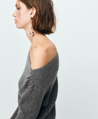 Women's Metallic Detail Asymmetrical Sweater