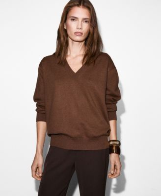 MANGO - Women's Fine-Knit V-Neck Sweater