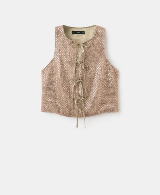 Women's Sequins And Bow Top
