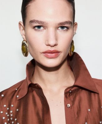 Women's Rhinestones Lyocell Shirt