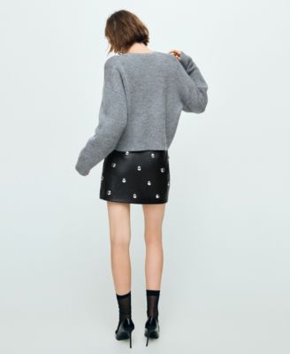 Women's Studded Faux-Leather Skirt