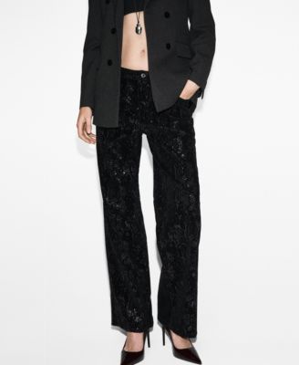 Women's Sequins Straight-Leg Pants