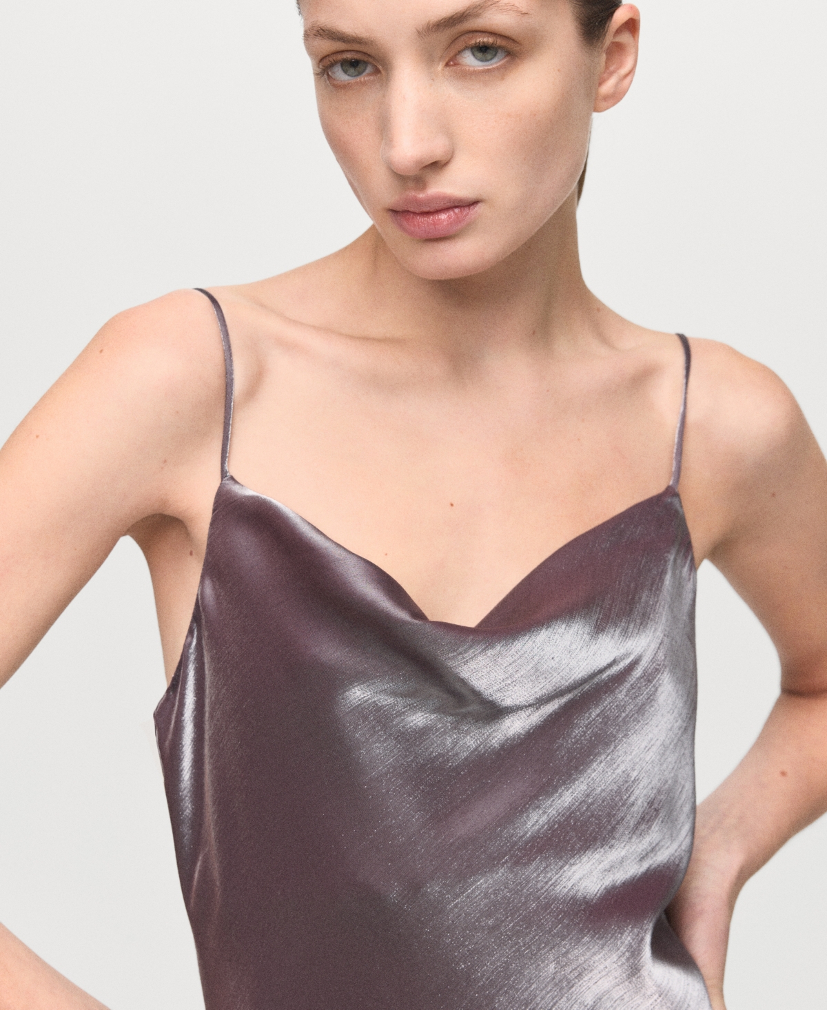Mango Women's Low-Cut Neckline Satin Dress