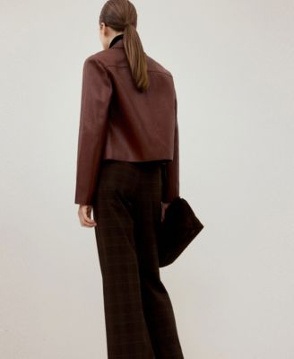 Women's Pockets Faux-Leather Jacket