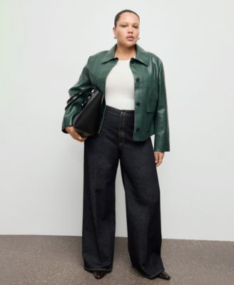 Women's Pockets Faux-Leather Jacket