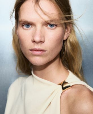 Women's Metallic Detail Asymmetrical Blouse