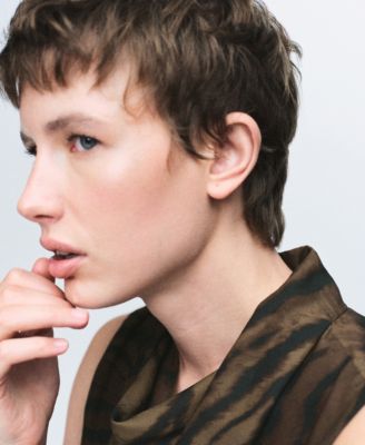 Women's Draped Collar Animal-Print Blouse