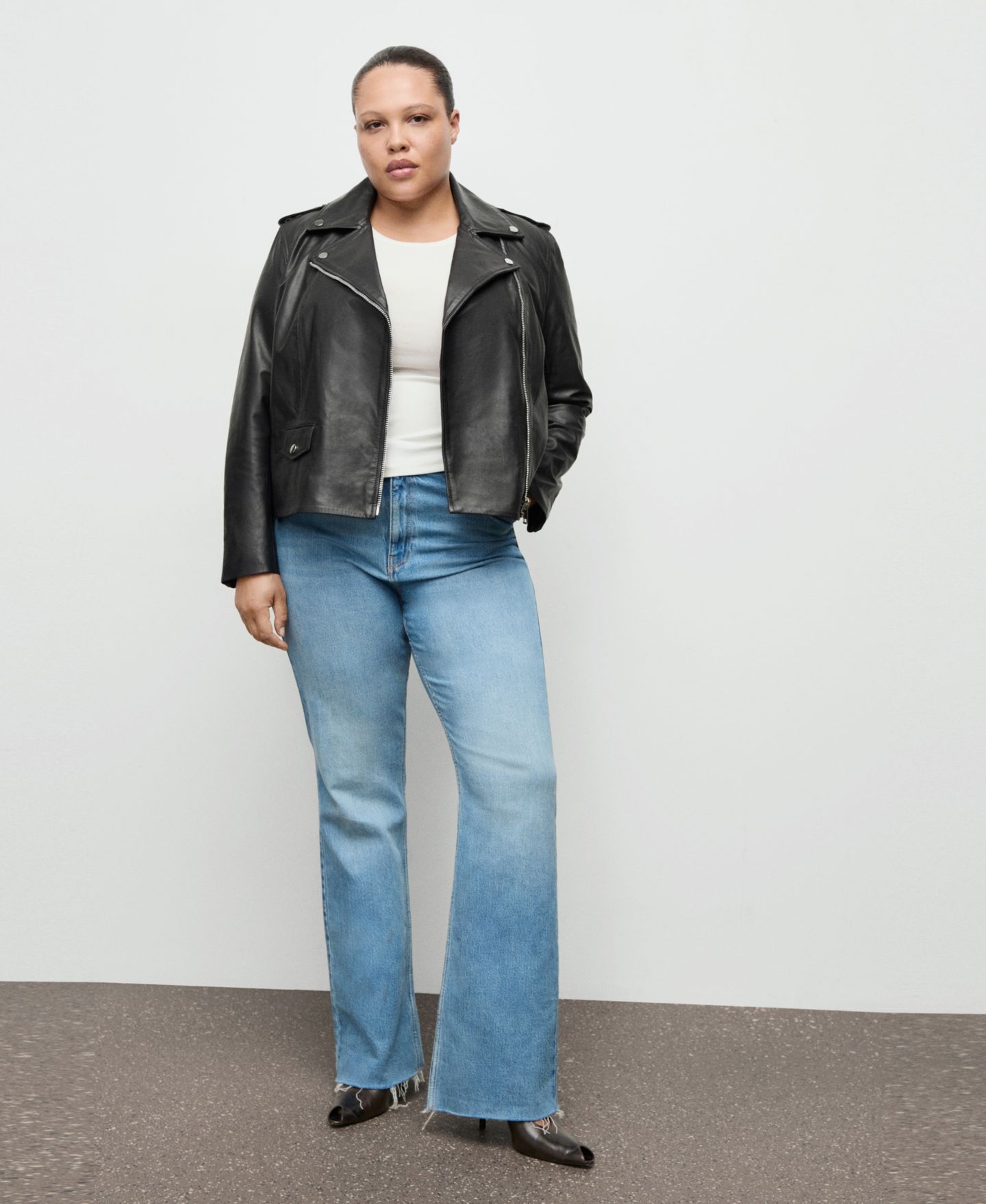 Женская куртка Mango Leather Biker, цвет: Чёрный — фото 4