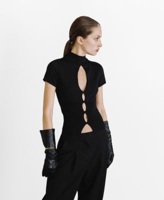 MANGO - Women's Cut-Out Perkins-Neck Sweater