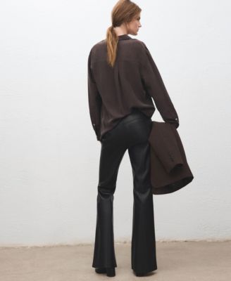 Women's Faux-Leather Flared Pants