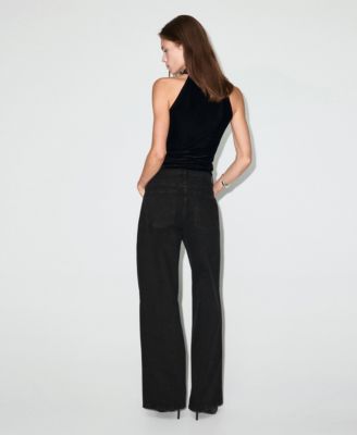 Women's Crossover Waistband Wide-Leg Mid-Rise Jeans