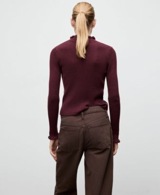 Women's Scalloped Edges Ribbed Sweater