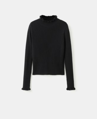 MANGO - Women's Scalloped Edges Ribbed Sweater