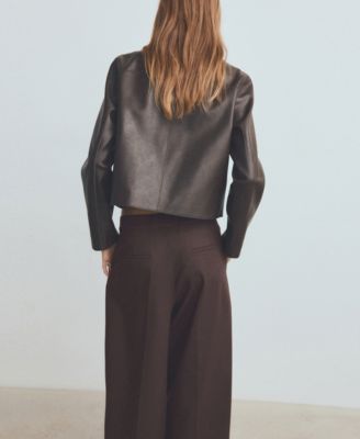 Women's Pockets Faux-Leather Jacket