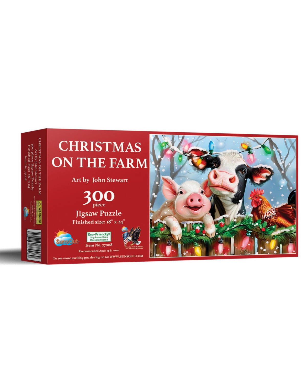 SunsOut Christmas on the Farm 300 piece Jigsaw Puzzle for Adults Christmas