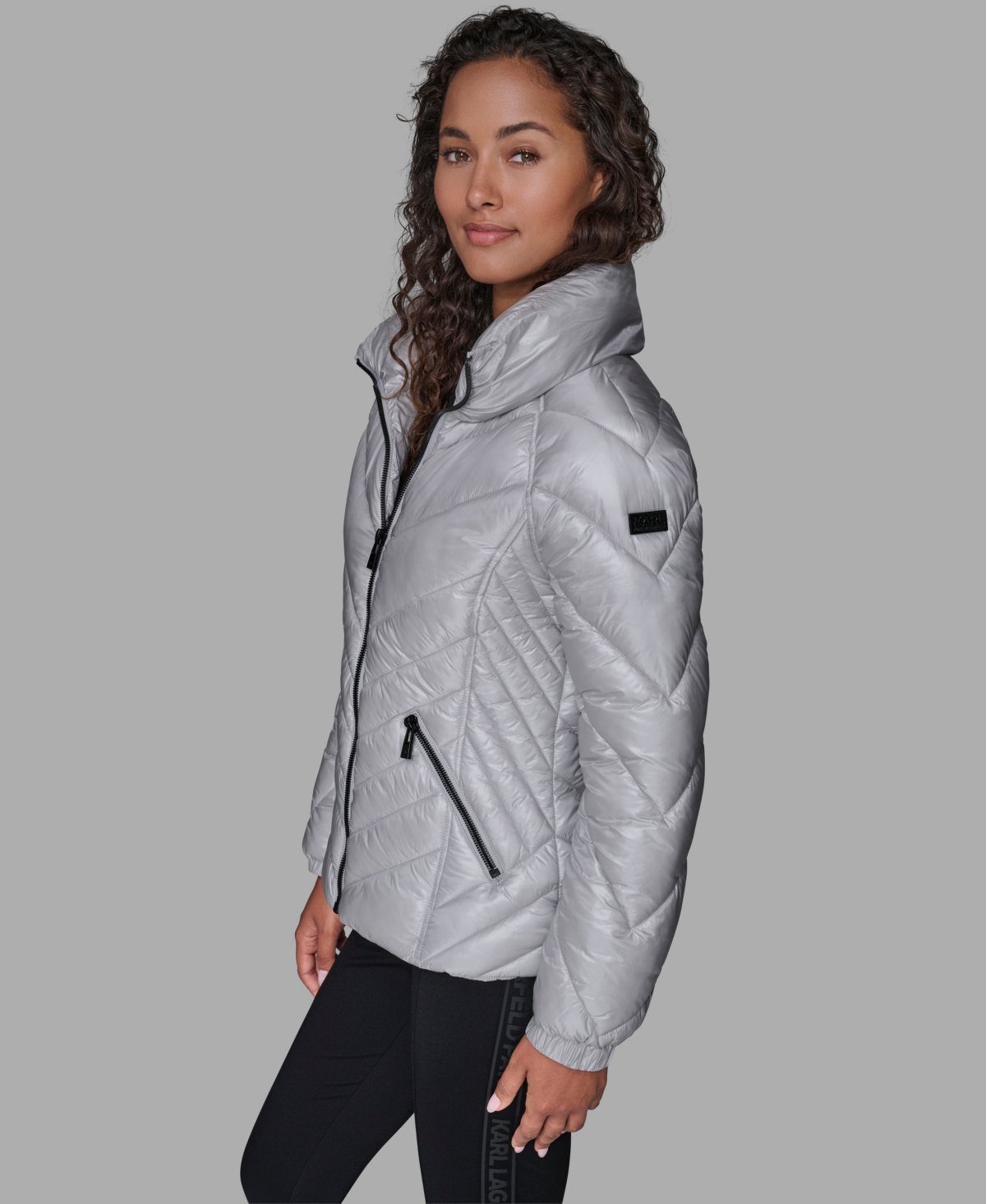 Karl Lagerfeld Paris Women's Pillow-Collar Puffer Coat