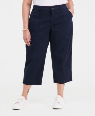 Plus Size Seam Utility Capri Pants