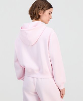 Juniors' Zip-Front Printed Pipping Drawstring Hoodie