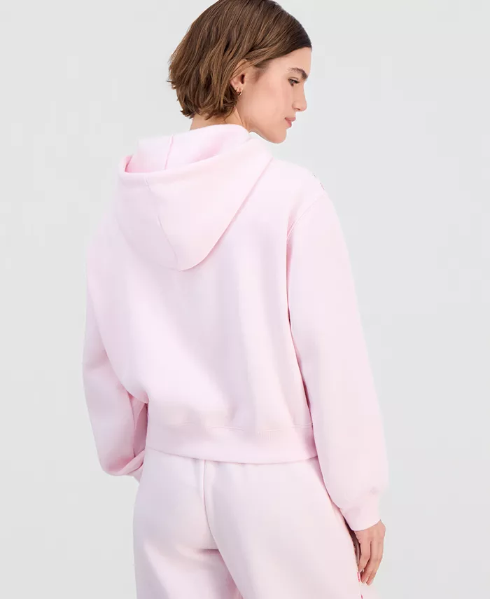 Juniors' Zip-Front Printed Piping Drawstring Hoodie - thumbnail 3