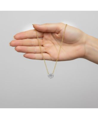 Two-Tone with Clear Bezel Set Cubic Zirconia Solitaire Necklace