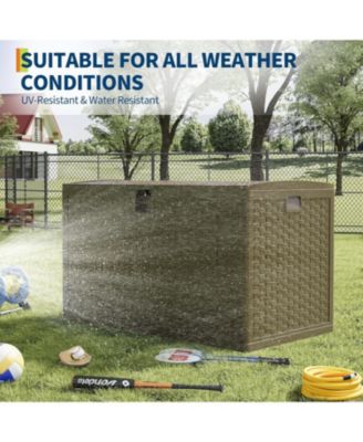 120-Gallon Outdoor Storage Box with Waterproof Lockable Design, Durable Deck Organizer for Patio Furniture, Packages and Garden Tools