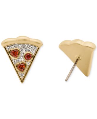 Cubic Zirconia Pizza My Heart Stud Earrings