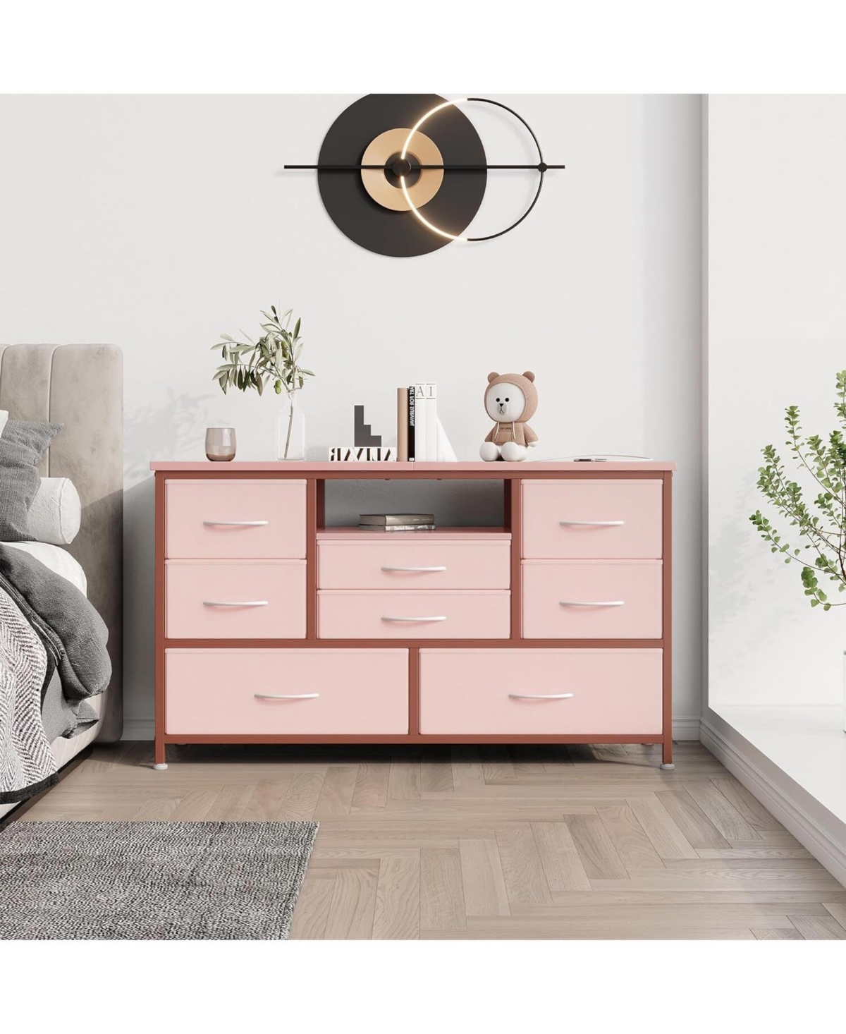 gaomon Modern 8-Drawer Dresser Tv Stand with Rgb Led Lighting, Power Outlet & Usb Ports – Fits 55" TVs, Versatile Storage