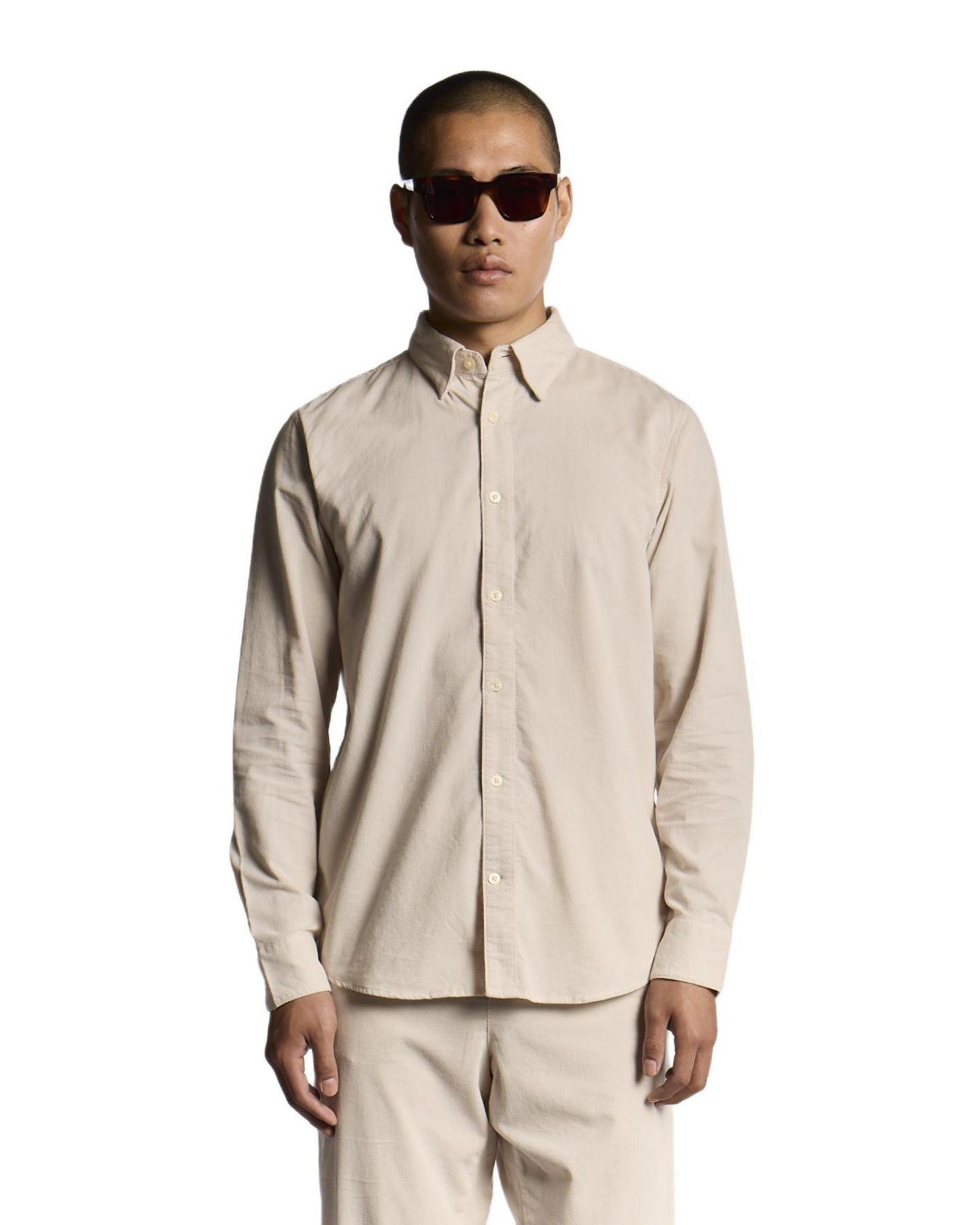 Мужская рубашка Lyle & Scott Long Sleeve Micro Corduroy, цвет: Putty — фото 4