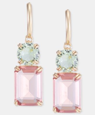 Gold-Tone Glass Stone Mixed Cut Drop Earrings