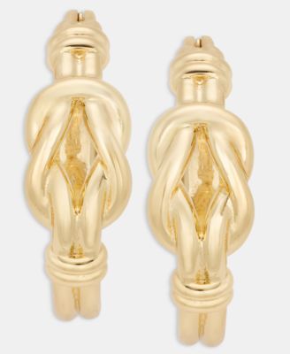 Knotted Style Small Hoop Earrings, 0.8"