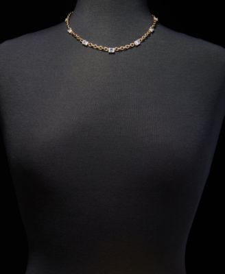 Gold-Tone Cubic Zirconia Collar Necklace, 16" + 3" extender
