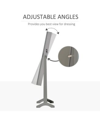 Full Body Mirro Jewelry Cabinet w/ LED Lights & 5-Tier Storage Shelves,