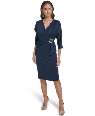 Women's V-Neck Side Drape Cocktail Dress