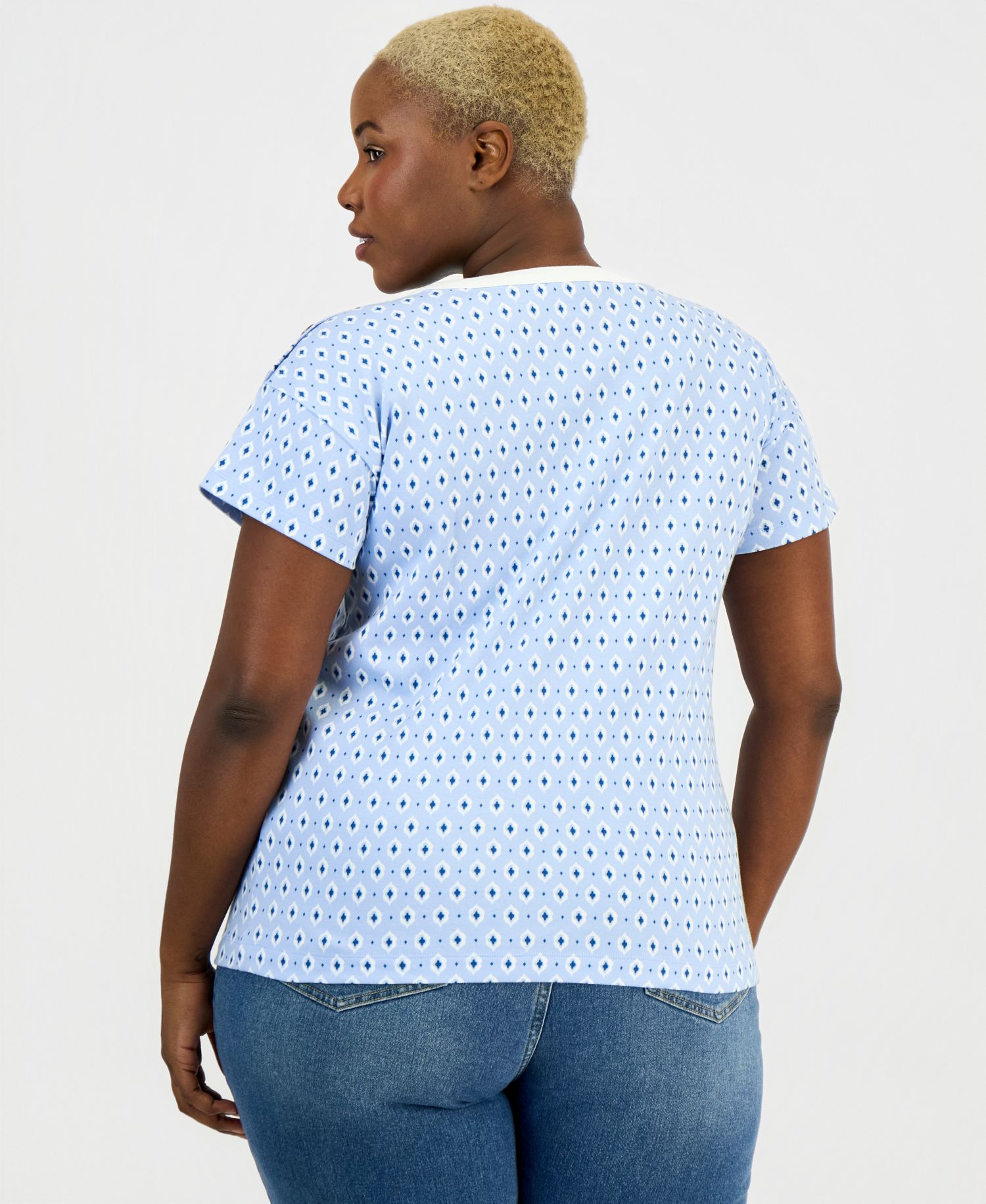 Petite Cotton Button-Shoulder Tee