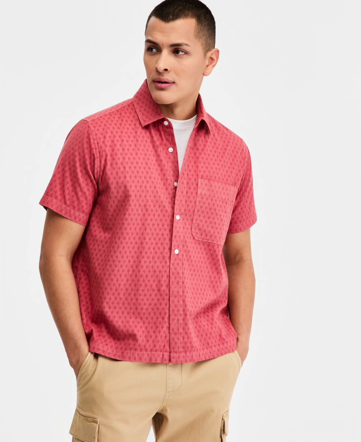 Sun + Stone Men's Catfish Textured Short-Sleeve Shirt, Macy's Exclusive