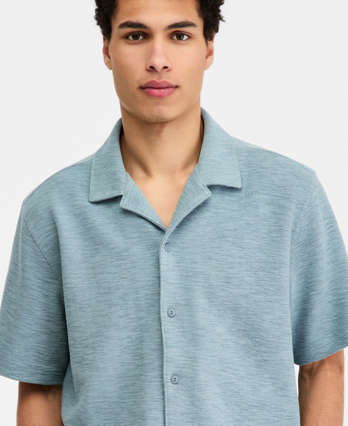 Sun + Stone Men's Michael Textured Short-Sleeve Camp Shirt, Macy's Exclusive