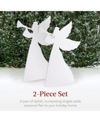 3ft Set of 2 Christmas Angel Yard Decorations w/ Weather-Resistant PVC, 4 Stakes