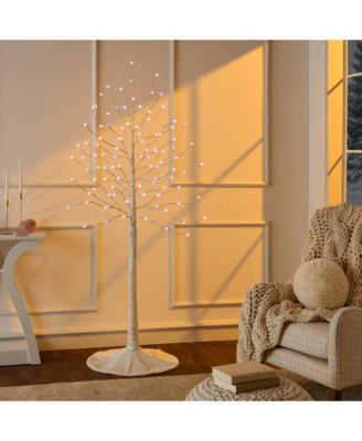 Set of 3 Lighted Twig Birch Trees, 4ft, 6ft, 8ft w/ 300 LEDs, Warm White, Multicolor Lights